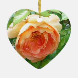 Romantische elegante Oranje Rozen foto Keramisch Ornament