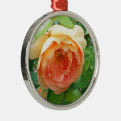 Romantische elegante Oranje Rozen Metalen Ornament (Rechts)