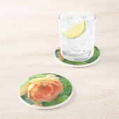 Romantische elegante Oranje Rozen Zandsteen Onderzetter (Zijkant)