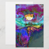 Romantische elegante paarse blauwgroen bloemschild briefpapier (Voorkant / Achterkant)