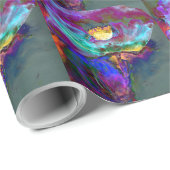 Romantische elegante paarse blauwgroen bloemschild cadeaupapier (Rol Hoek)