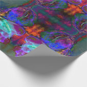 Romantische elegante paarse blauwgroen bloemschild cadeaupapier (Hoek)