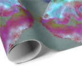 Romantische elegante paarse blauwgroen bloemschild cadeaupapier (Rol Hoek)