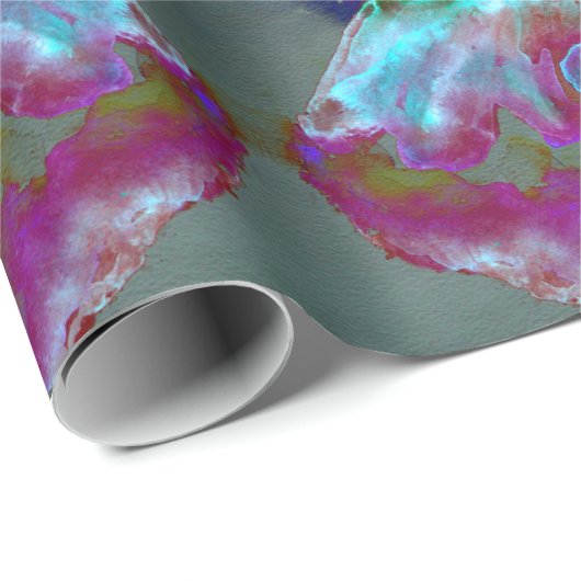 Romantische elegante paarse blauwgroen bloemschild cadeaupapier (Rol Hoek)