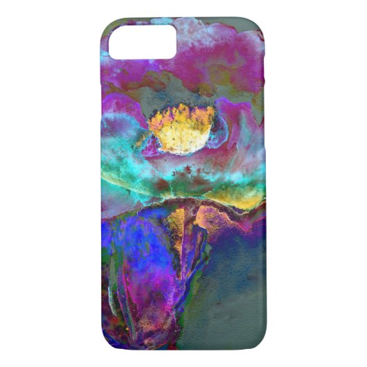 Romantische elegante paarse blauwgroen bloemschild Case-Mate iPhone case (Achterkant)