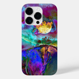 Romantische elegante paarse blauwgroen bloemschild Case-Mate iPhone 14 pro hoesje