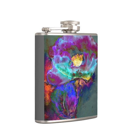 Romantische elegante paarse blauwgroen bloemschild heupfles (Rechts)