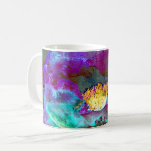 Romantische elegante paarse blauwgroen bloemschild koffiemok