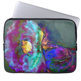 Romantische elegante paarse blauwgroen bloemschild laptop sleeve