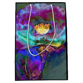 Romantische elegante paarse blauwgroen bloemschild medium cadeauzakje