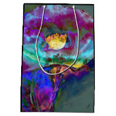 Romantische elegante paarse blauwgroen bloemschild medium cadeauzakje (Achterkant)