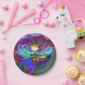 Romantische elegante paarse blauwgroen bloemschild papieren bordje (Feest)