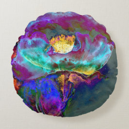 Romantische elegante paarse blauwgroen bloemschild rond kussen