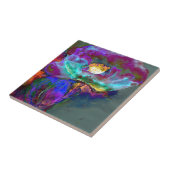 Romantische elegante paarse blauwgroen bloemschild tegeltje (Zijkant)