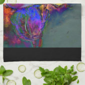 Romantische elegante paarse blauwgroen bloemschild theedoek (Gevouwen)