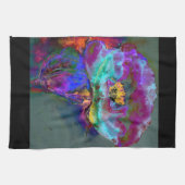 Romantische elegante paarse blauwgroen bloemschild theedoek (Horizontaal)