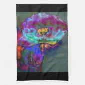 Romantische elegante paarse blauwgroen bloemschild theedoek (Verticaal)