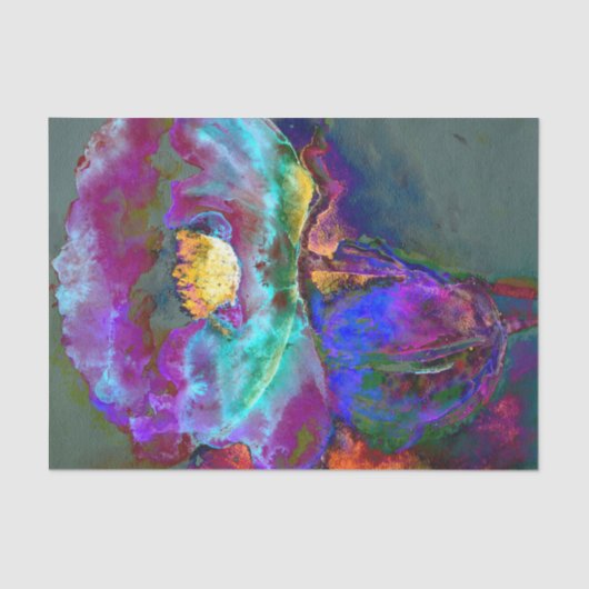 Romantische elegante paarse blauwgroen bloemschild tissuepapier (Voorkant)