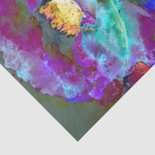 Romantische elegante paarse blauwgroen bloemschild tissuepapier (Detail)