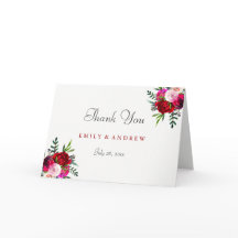 Romantische Elegante Rode Roos Huwelijk Bedankkaar