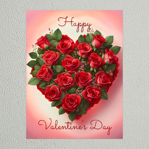Romantische Elegante Rode Rozen Hart Valentijnsdag Poster