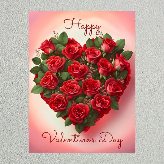 Romantische Elegante Rode Rozen Hart Valentijnsdag Poster