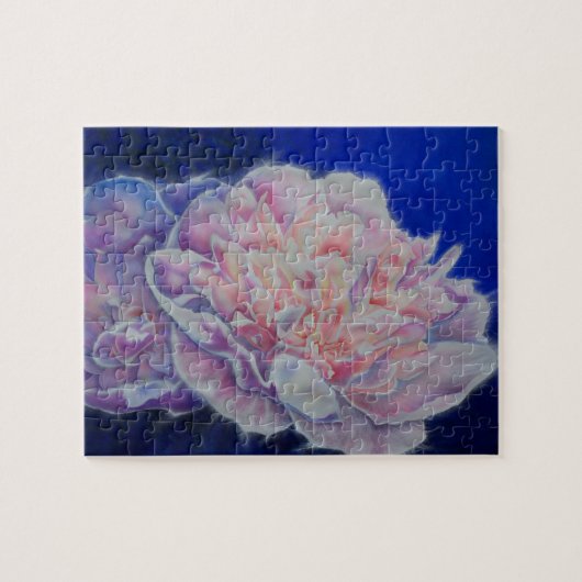 Romantische elegante roze witte pastel waterverf legpuzzel (Horizontaal)