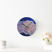 Romantische elegante roze witte pastel waterverf ronde klok (Huis)