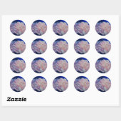 Romantische elegante roze witte pastel waterverf ronde sticker (Vel)