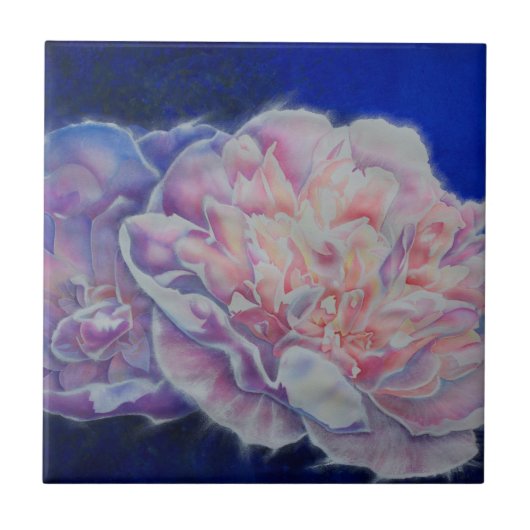 Romantische elegante roze witte pastel waterverf tegeltje (Voorkant)