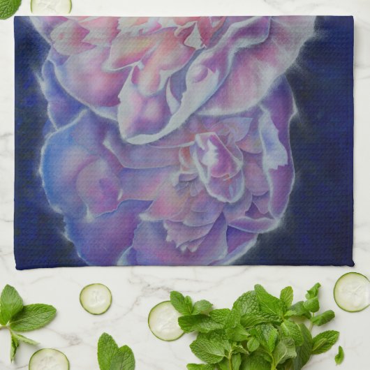 Romantische elegante roze witte pastel waterverf theedoek (Gevouwen)