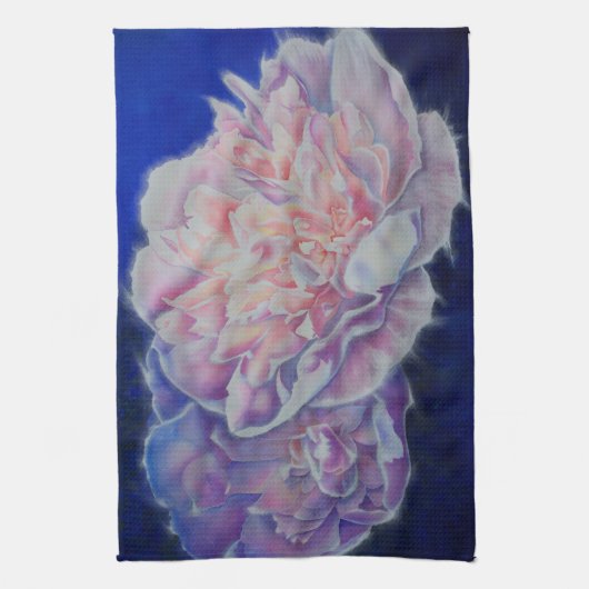 Romantische elegante roze witte pastel waterverf theedoek (Verticaal)