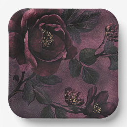 Romantische Elegante rozen & Donkere Vintage bloem Papieren Bordje