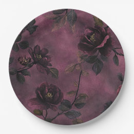 Romantische Elegante rozen & Donkere Vintage bloem Papieren Bordje