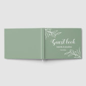 Romantische elegante salie groene bloemen bruiloft gastenboek (Volledig)
