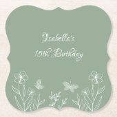 Romantische elegante salie groene bloemen bruiloft kartonnen onderzetters (Voorkant)