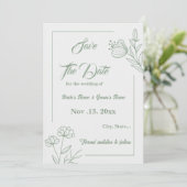 Romantische elegante salie groene bloemen bruiloft save the date (Staand voorkant)