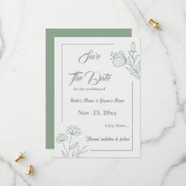 Romantische elegante salie groene bloemen bruiloft save the date