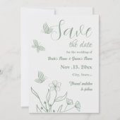 Romantische elegante salie groene bloemen bruiloft save the date (Voorkant)