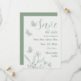 Romantische elegante salie groene bloemen bruiloft save the date
