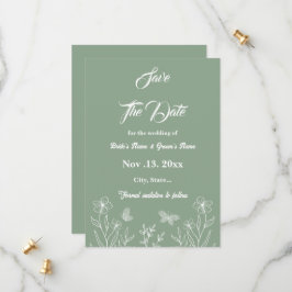 Romantische elegante salie groene bloemen bruiloft save the date