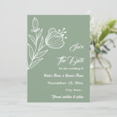 Romantische elegante salie groene bloemen bruiloft save the date (Staand voorkant)