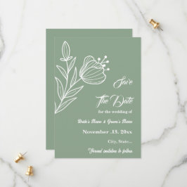 Romantische elegante salie groene bloemen bruiloft save the date