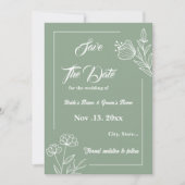 Romantische elegante salie groene bloemen bruiloft save the date (Voorkant)