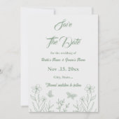 Romantische elegante salie groene bloemen bruiloft save the date (Voorkant)