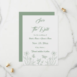Romantische elegante salie groene bloemen bruiloft save the date