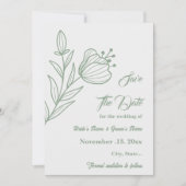 Romantische elegante salie groene bloemen bruiloft save the date (Voorkant)
