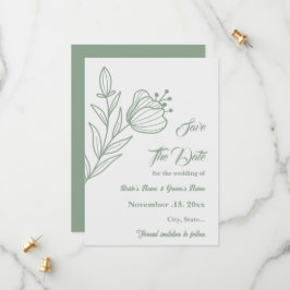 Romantische elegante salie groene bloemen bruiloft save the date