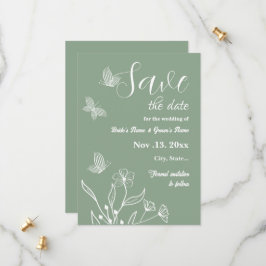 Romantische elegante salie groene bloemen bruiloft save the date