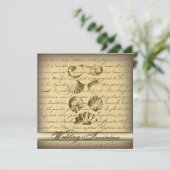 Romantische Elegante Schelp Strand Bruiloft Uitnod Kaart (Staand voorkant)